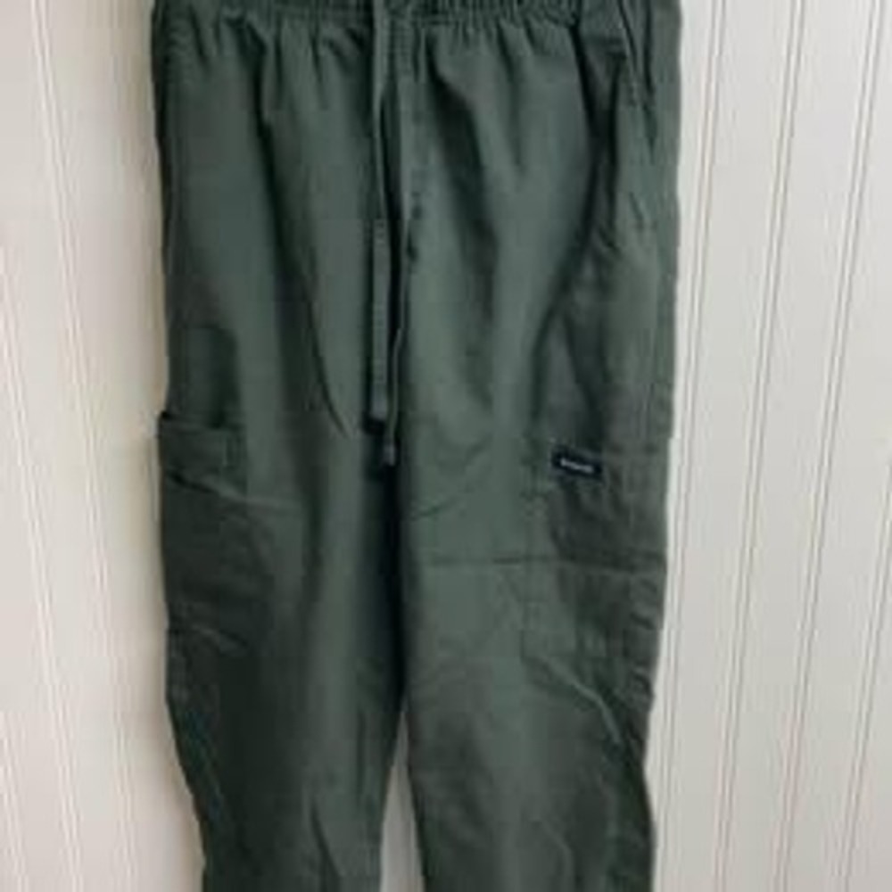 Dagacci Scrub Pants XS Green Cargo Medical Uniform Drawstring Elastic Waist